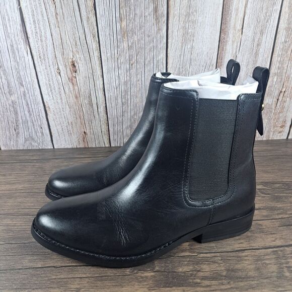 Coach Maeve CN143 Slip On Black Leather Bootie Women's Sz 7.5 B - Picture 1 of 9